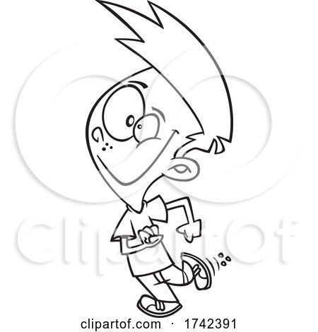 Cartoon Black and White Boy Exiting Stage Left by toonaday