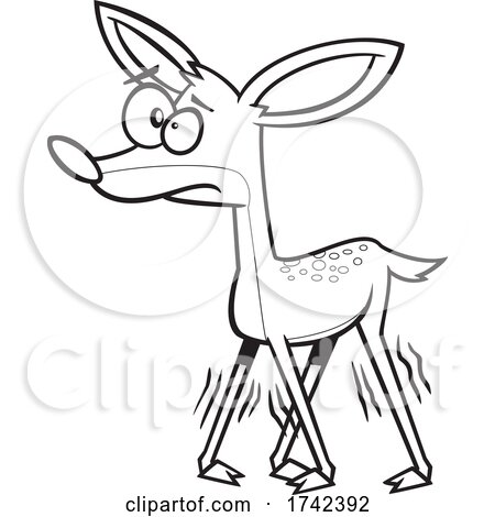 Cartoon Black and White Wobbly Fawn by toonaday