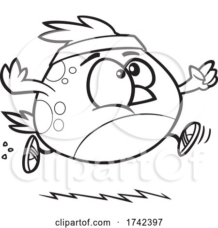 Cartoon Black and White Bird Jogging by toonaday