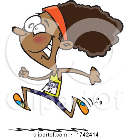 Cartoon Happy Woman Running a Mothers Day Race by toonaday