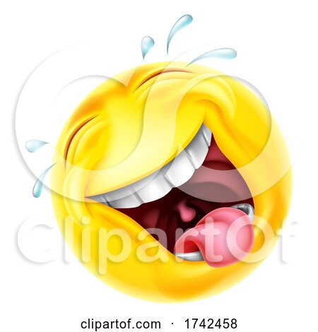 Laughing Emoticon Cartoon Face Icon by AtStockIllustration