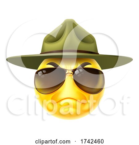 Angry Drill Sergeant Emoticon Cartoon Face by AtStockIllustration
