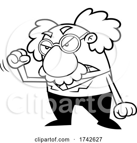 Science Professor Albert Einstein Character Holding up a Fist by Hit Toon