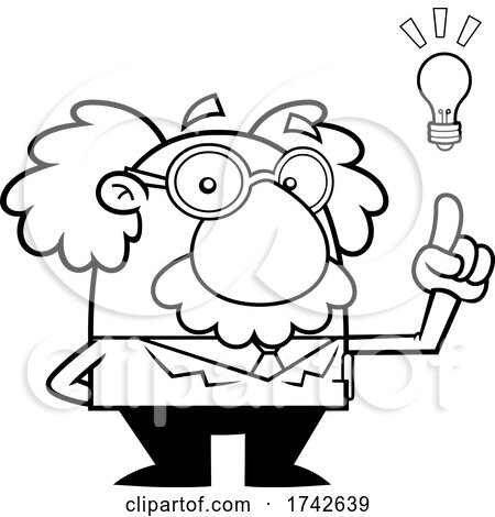 Science Professor Albert Einstein Character Holding up a Finger by Hit Toon