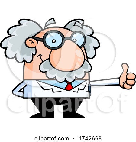 Science Professor Albert Einstein Character Giving a Thumb up by Hit Toon