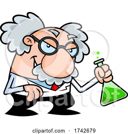 Science Professor Albert Einstein Character Experimenting by Hit Toon