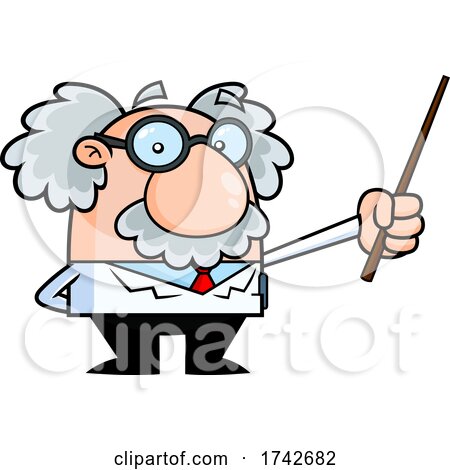 Science Professor Albert Einstein Character Holding a Pointer by Hit Toon