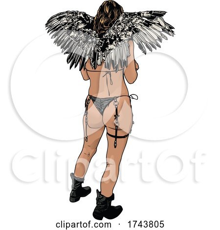 Rear View of a Stripper Wearing Wings by dero