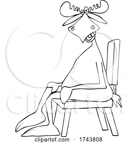 Cartoon Moose Sitting Cross Legged in a Chair by djart
