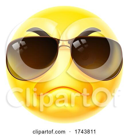 Tough Cartoon Emoji Emoticon Face in Sunglasses by AtStockIllustration