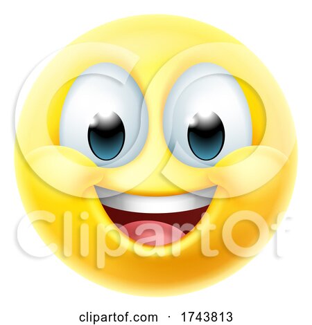 Happy Smiling Cartoon Emoji Emoticon Face Icon by AtStockIllustration