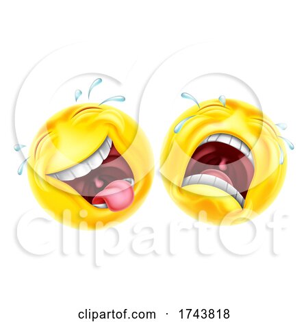 Comedy Tragedy Theatre Masks Emoticon Face Icons by AtStockIllustration
