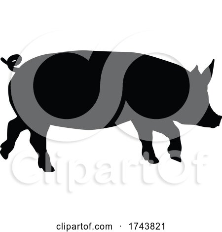 Pig Silhouette Farm Animal by AtStockIllustration