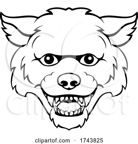 Wolf Mascot Cute Happy Cartoon Character by AtStockIllustration