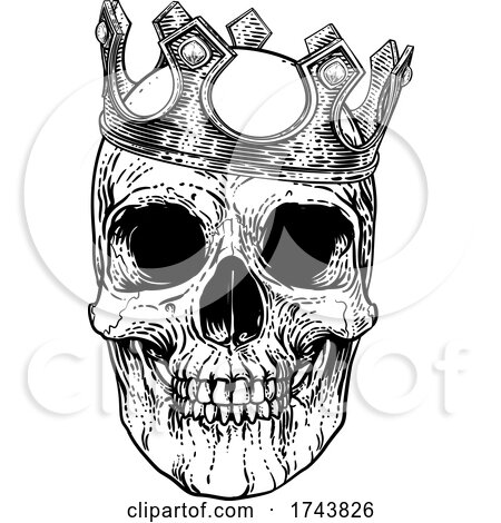 Skull Crown King Human Royal Skeleton by AtStockIllustration
