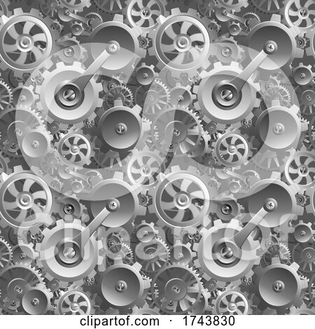 Gears and Cogs Seamless Machine Background by AtStockIllustration