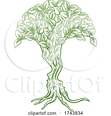 Optical Illusion Tree Faces Concept by AtStockIllustration