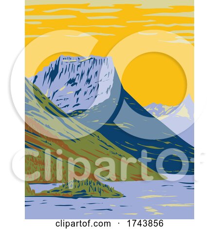 WatertonGlacier International Peace Park the Union of Waterton Lakes National Park in Canada and Glacier National Park in the United States WPA Poster Art by patrimonio