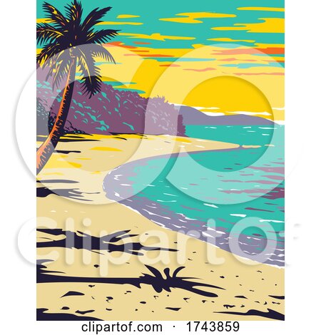 Trunk Bay Beach Located Within Virgin Islands National Park on the Island of St John in the Caribbean Sea WPA Poster Art by patrimonio