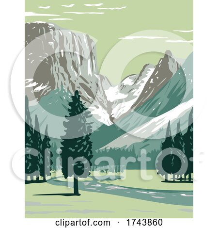Upper Green River on the Western Side of Continental Divide in BridgerTeton National Forest in Wind River Range Wyoming WPA Poster Art by patrimonio