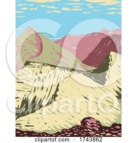 Triple Divide Peak Located in Lewis Range Part of the Rocky Mountains and a Feature of Glacier National Park in Montana USA WPA Poster Art by patrimonio
