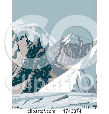 Mount Hunt Mount Huntington and Mount Dickey of the Alaska Range near Denali National Park WPA Poster Art by patrimonio