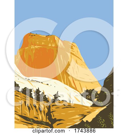 The Golden Throne Rock Formation Dome Mountain in Capitol Reef National Park in Wayne County Utah WPA Poster Art by patrimonio