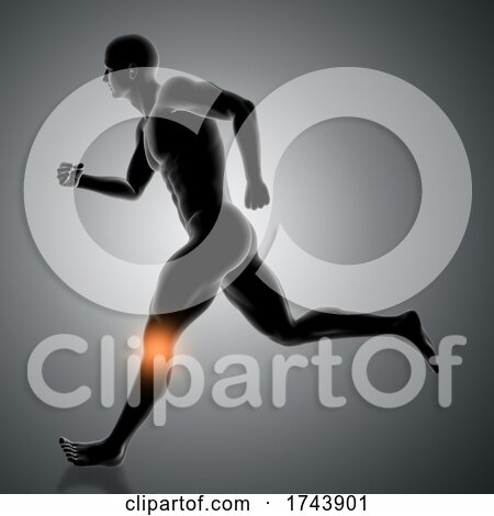 3D Male Figure Running with Knee Highlighted by KJ Pargeter