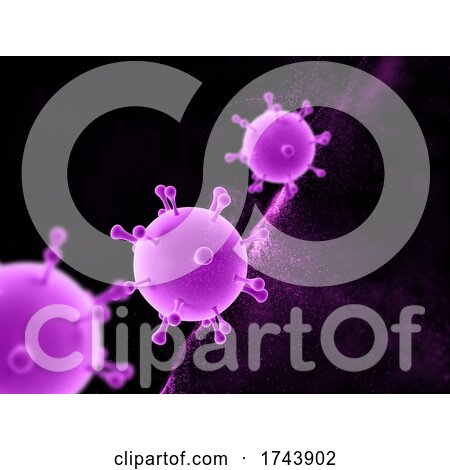3D Medical Background with Floating Abstract Virus Cells by KJ Pargeter