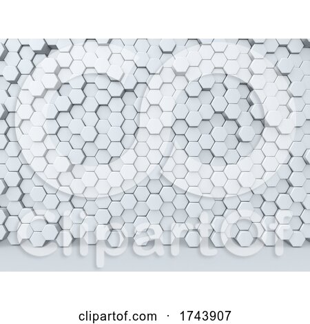 3D Abstract Background with a Wall of Extruding Hexagons by KJ Pargeter