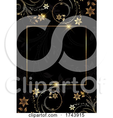 Decorative Gold and Black Floral Design by KJ Pargeter