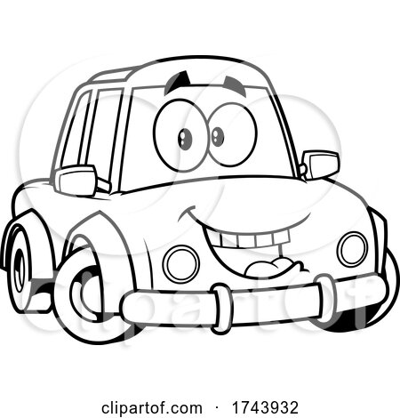 Black and White Happy Car Mascot by Hit Toon