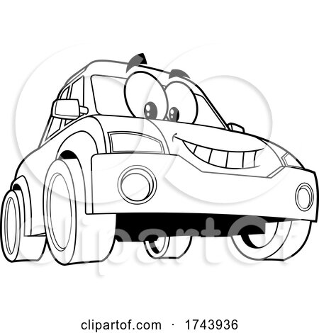 Black and White Car Character by Hit Toon