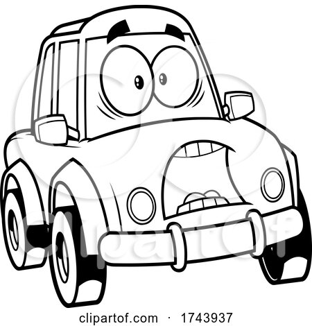 Black and White Scared Car Mascot by Hit Toon