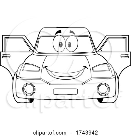 Black and White Car with Open Doors by Hit Toon