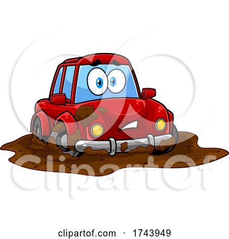 Dirty Car Stuck in a Mud Puddle by Hit Toon