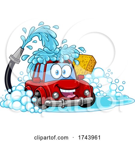 Happy Automobile in a Car Wash by Hit Toon