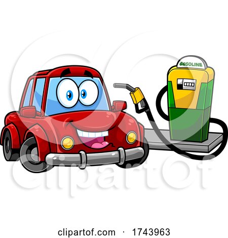 Happy Car at a Gas Station by Hit Toon