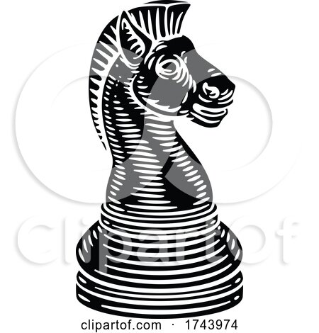 Knight Chess Piece Vintage Woodcut Style Concept by AtStockIllustration