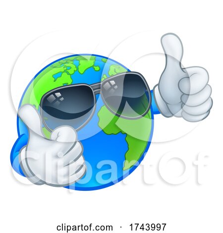 Earth Globe Shades Sunglasses Cartoon World Mascot by AtStockIllustration