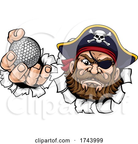 Pirate Golf Ball Sports Mascot Cartoon by AtStockIllustration