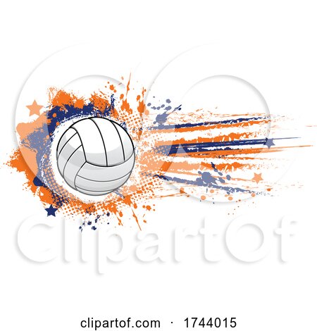Volleyball with Stars and Grunge by Vector Tradition SM
