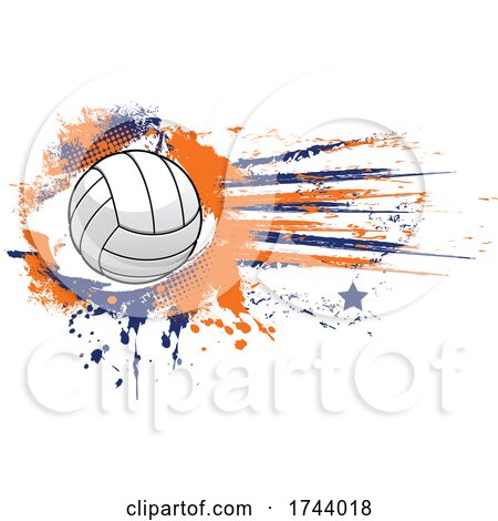 Volleyball with Stars and Grunge by Vector Tradition SM