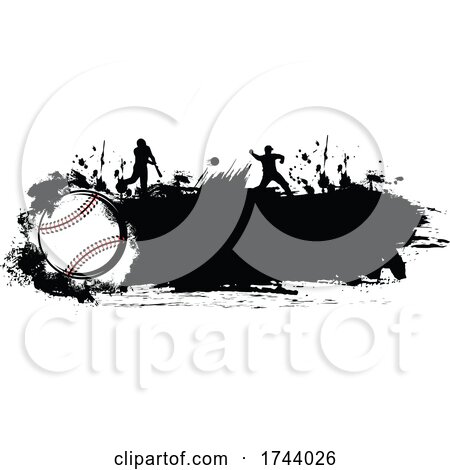 Baseball with Silhouettes and Grunge by Vector Tradition SM