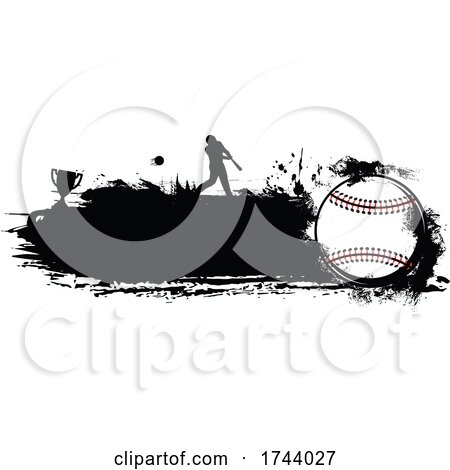 Baseball with Silhouettes and Grunge by Vector Tradition SM
