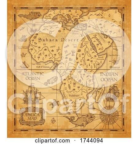 Antique Styled Map of Africa by Vector Tradition SM