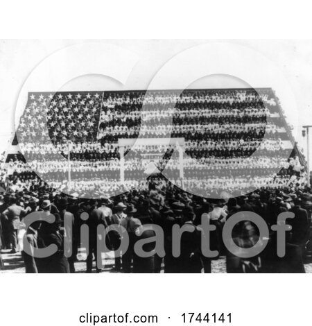 School Students in Bleachers Forming the American Flag in 1910 by JVPD