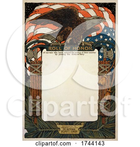 American Flag and Bald Eagle on a Blank Scroll for the Roll of Honor by JVPD