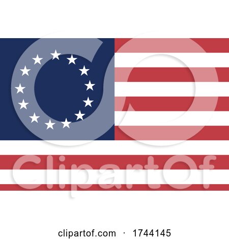 The 13 White Stars Circling over Blue in the Corner of the Red and White Striped Betsy Ross American Flag by JVPD