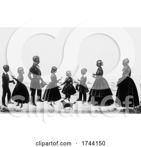 Silhouette Family Portrait with a Man Women Children and Dog by JVPD